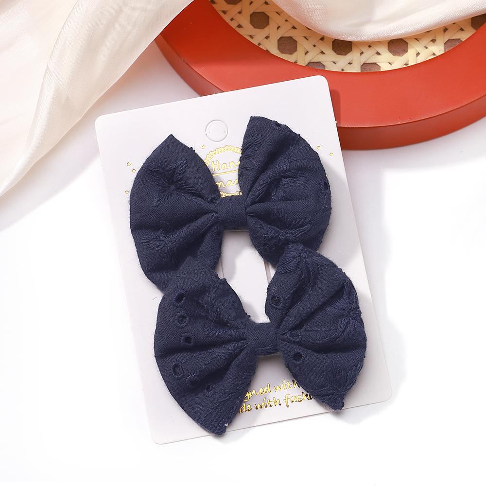 2pcs/set Embroidery Bows Hair Clips Solid Hairpins Girls Handmade Cotton Barrettes Kids Butterfly Hair Pin Baby Hair Accessories