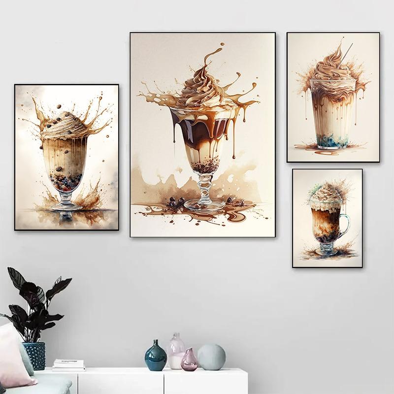 Colorful Fruit Smoothie Beverage Coffee Cocktail Posters Prints Canvas Printing Wall Art Picture for Milk Tea Dessert Shop Decor