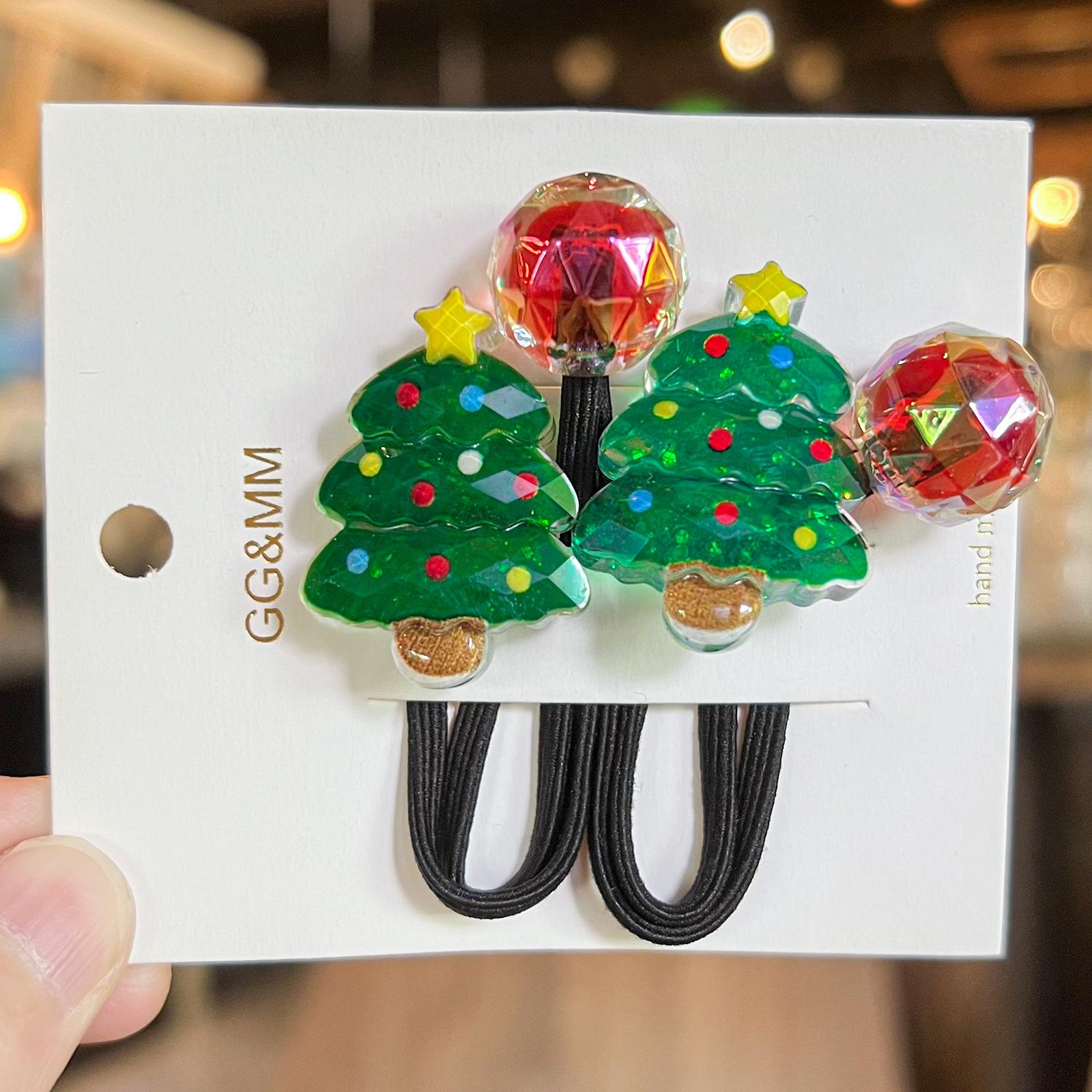 

2Pcs Cute Christmas Scrunchies Children Girl Elastic Hair Rubber Band Accessories Tie Hair Ring Rope Headdress Headwear Ornament about 11.5 cm