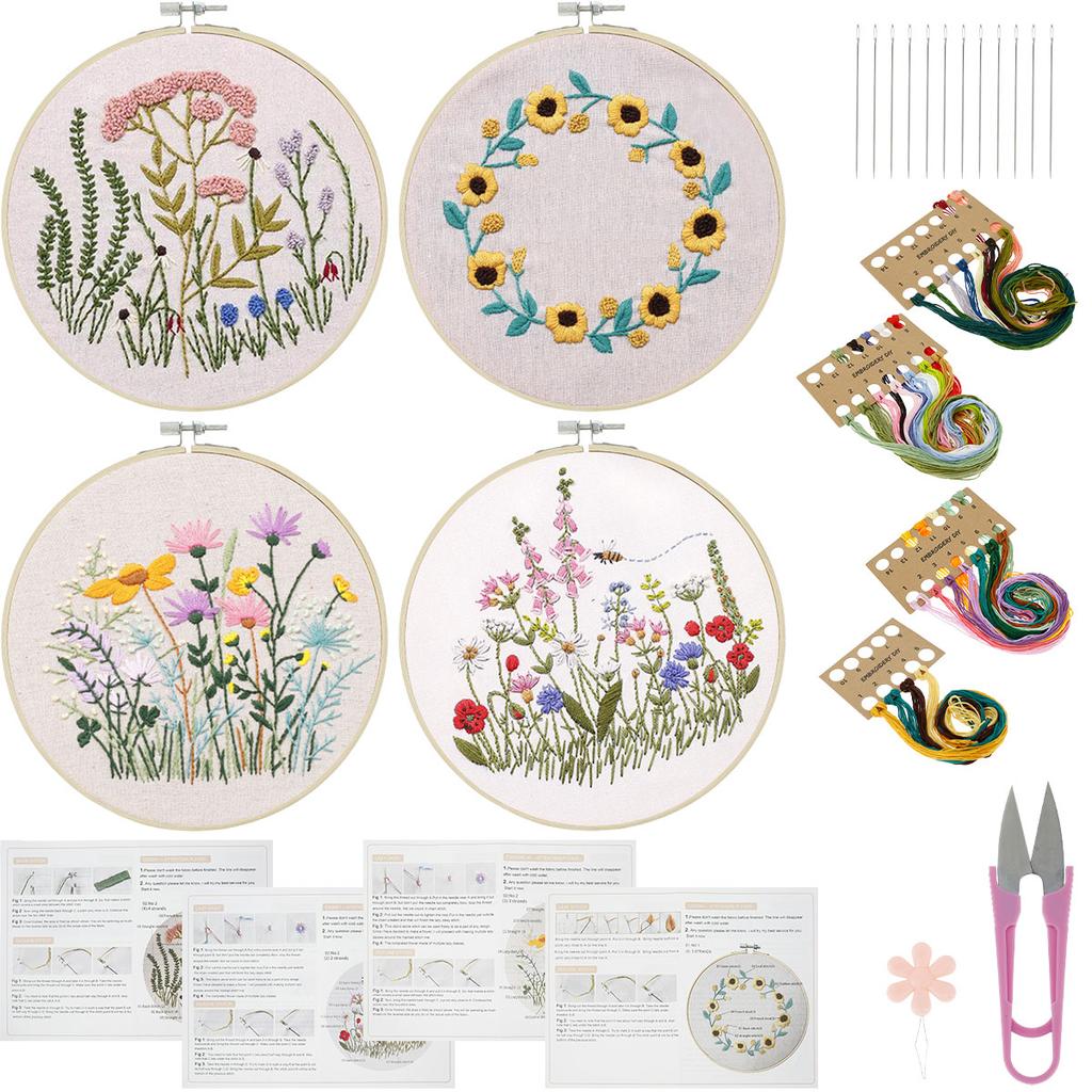 DIY Embroidery Starter Kit Cross Stitch Practice Set to Learn 30 Different Stitches Hand Stitch Embroidery Skill for Beginners