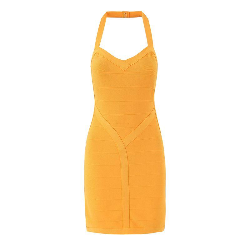 Soft Light Clear Summer House Same Style Pure Desire Style High Sense Sexy Hanging Neck Backless Waist Girdle Sheath Knitted Dress