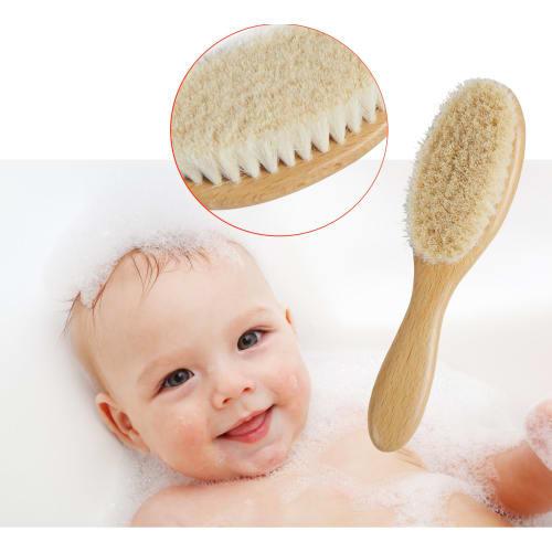 ZHILY Baby Hair Brush (Goat Hair) & Comb Set. A Soft Brush for Soft Hair. Gentle On the Scalp. Handle Hairbrush for Smooth, Manageable Hair. A Perfect