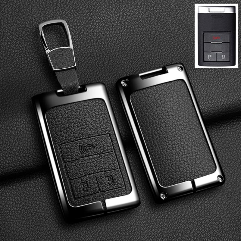 

Car Alloy Leather Key Case Cover For Chevrolet C7 Corvette Cadillac Dts Sls Srx Xls Sts Escalade Cts Ats 28T Ctsv Xts Keychain