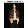 UR 2025 Men's Street Casual Color Block Plaid Patchwork Long Sleeve Shirt
