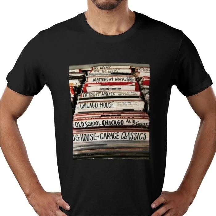 Deep House Garage Chicago dance music EDM vinyl records tee T shirt 100% cotton S
