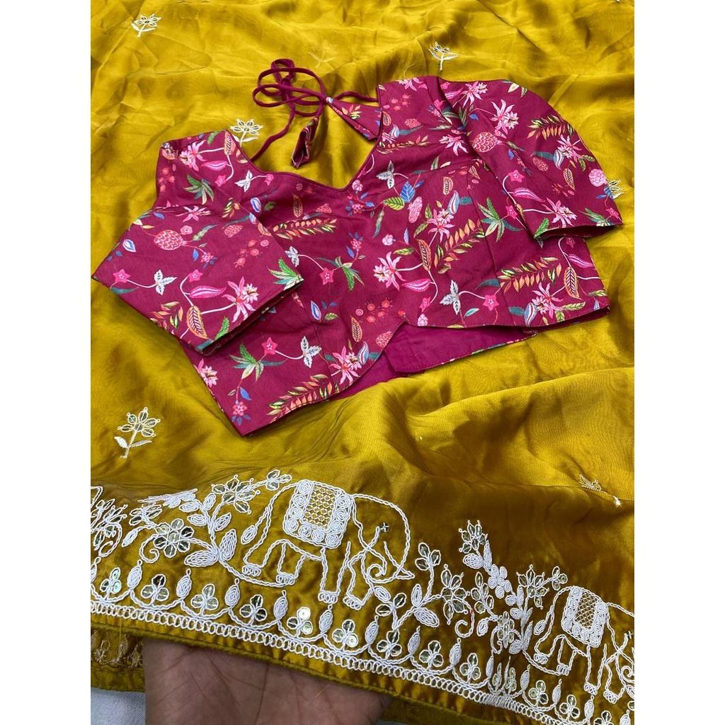 Party Wear Premium Rangoli Silk Saree – Elegant Wedding Collection with Embroidery Lace Border & Digital Print Blouse