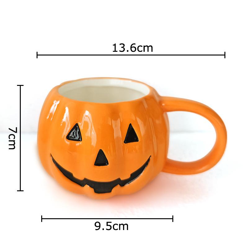 Halloween Pumpkin Porcelain Mugs Water Cup Creative Tableware Coffee Mug Dining Table Afternoon Tea Teacup Fruits Juice Cup 320ml