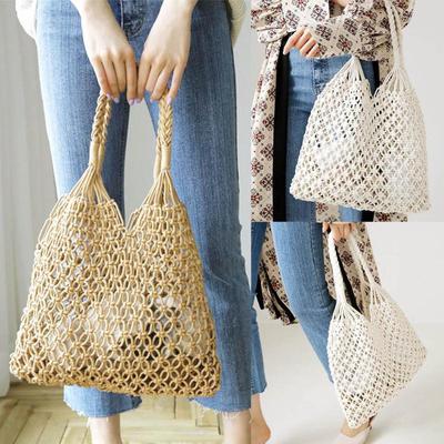 Handbag Casual Women Hollow Mesh Bucket Shoulder Summer Beach Woven Simple Tote Vertical Square