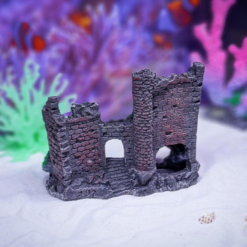 Aquarium Castle Decoration Resin Castle Landscaping Decor Decorative Stone Cave Hide House Realistic Ancient Castle Decoration