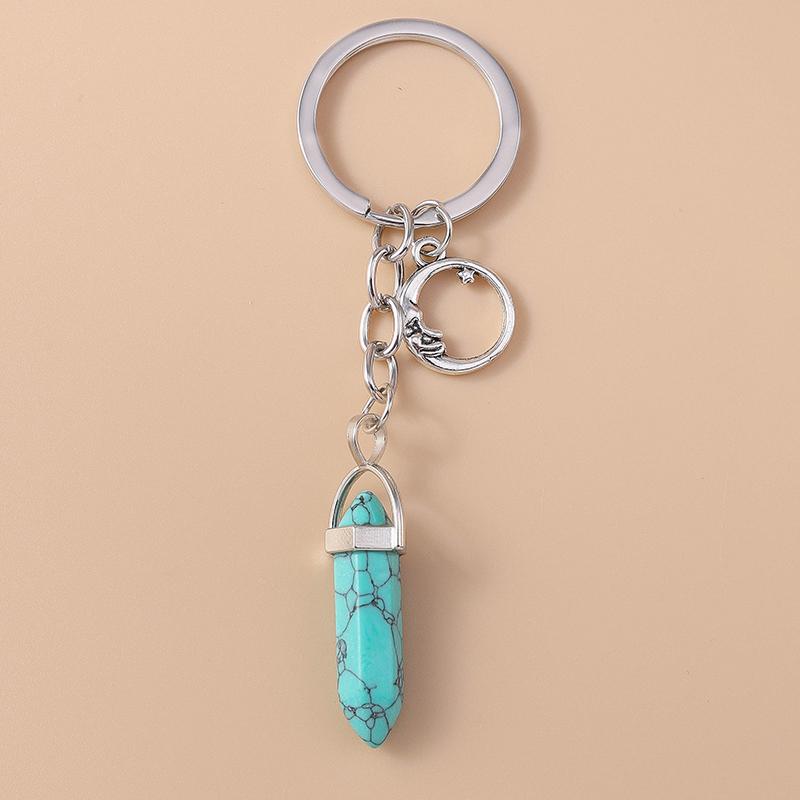 Ethnic Metal Lucky  Evil Eyes Keychain Turquoise Stone Key Ring Pendant Women Girls Handbag Accessories DIY Jewelry Gifts