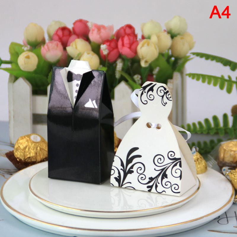 20 Adet/Lot Gelin ve Damat Elbiseleri Düğün Şeker Kutusu Hediye Çantaları Kendin Yap Düğün Dekoru