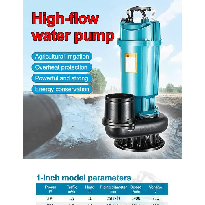 370W-1100W Submersible Pump, Agricultural Irrigation High-flow Water Pump,suitable for Garden,farm,swimming Pool Water Pumping