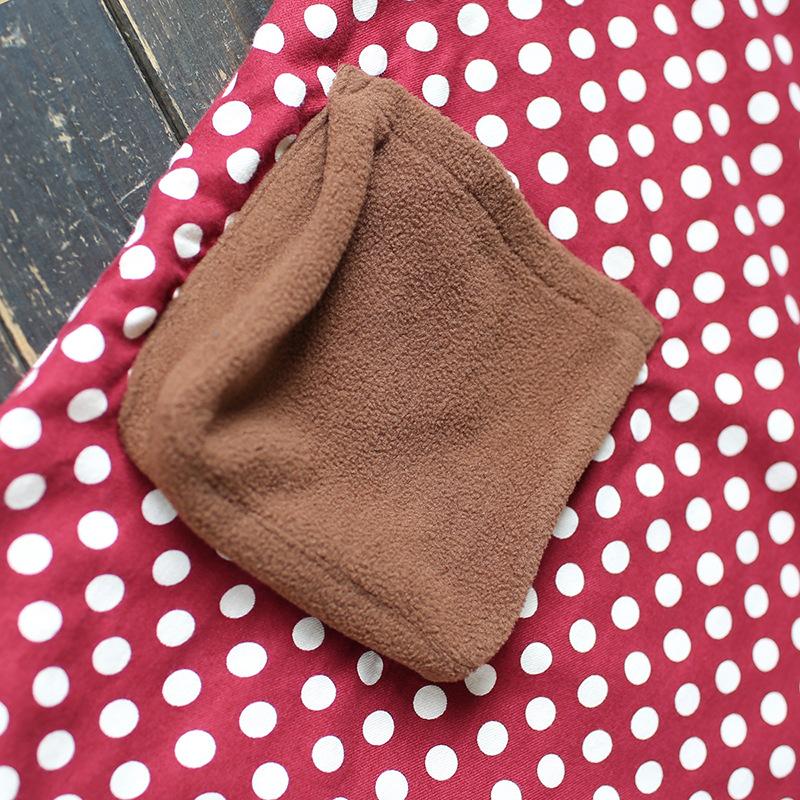 Johnature Damen Gepunktete Kleider Vintage Warm Dick Frühling A-Linie Taschen Lässig A-Linie Rote Kleider