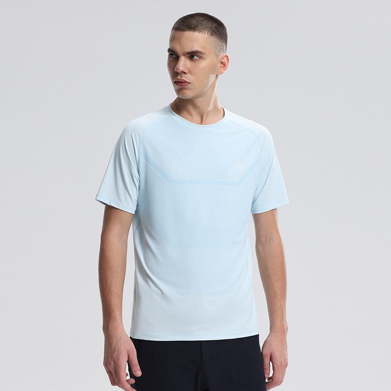 

Men s outdoor sports digital printing T-shirt lightweight breathable moisture-absorbing men s round neck quick-drying short sleeves M светло-синий