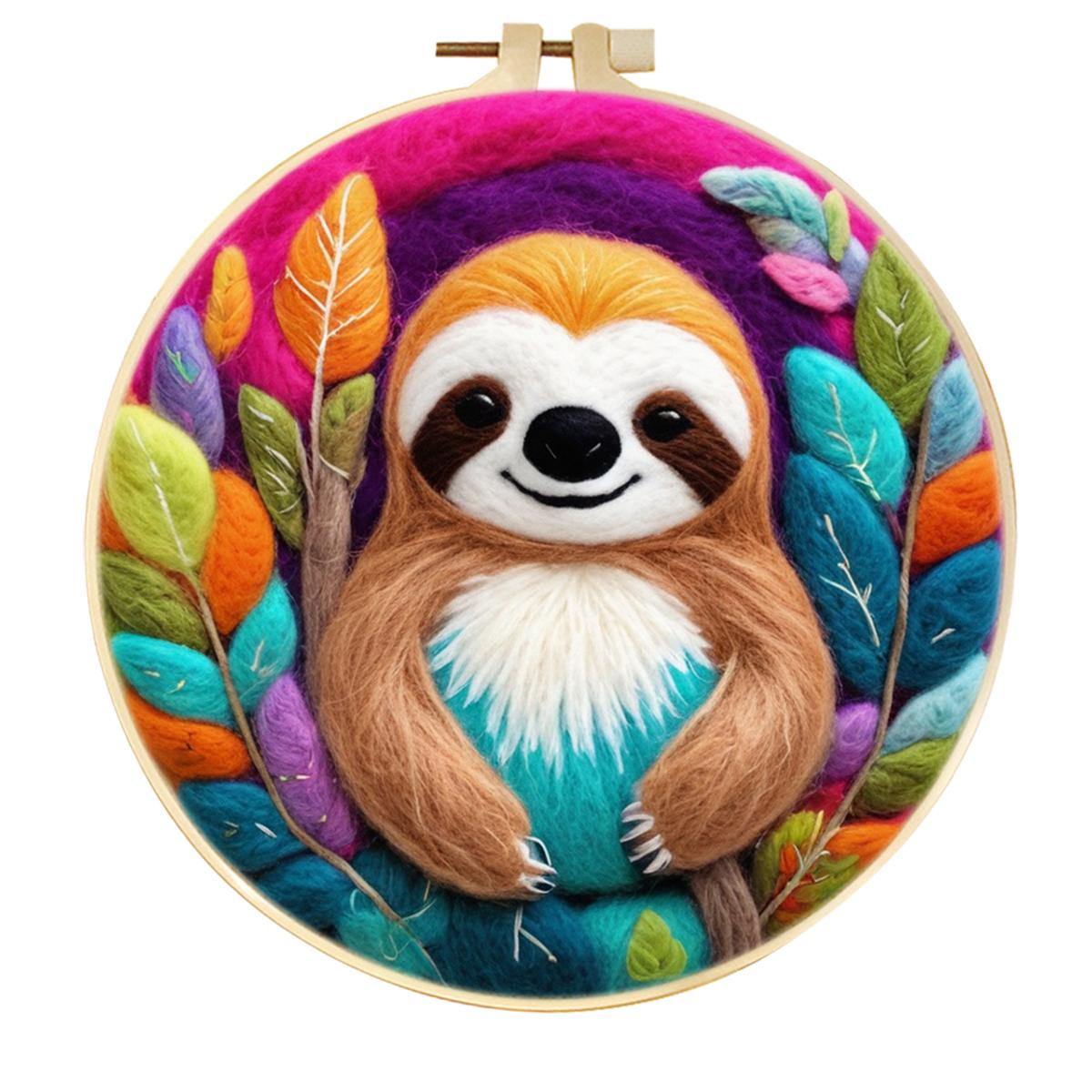 

DIY Wool Embroidery Kit Creative DIY Wool Needle Felt Painting Animal Picture Kit embroidery frame Craft Gift For mom Friends