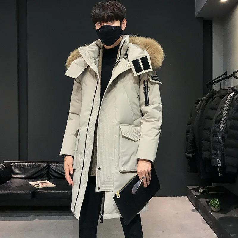 Men's Korean Version Thick Parka Over The Knee Men's Trendy Men's Coat High Quality Design Parkas
