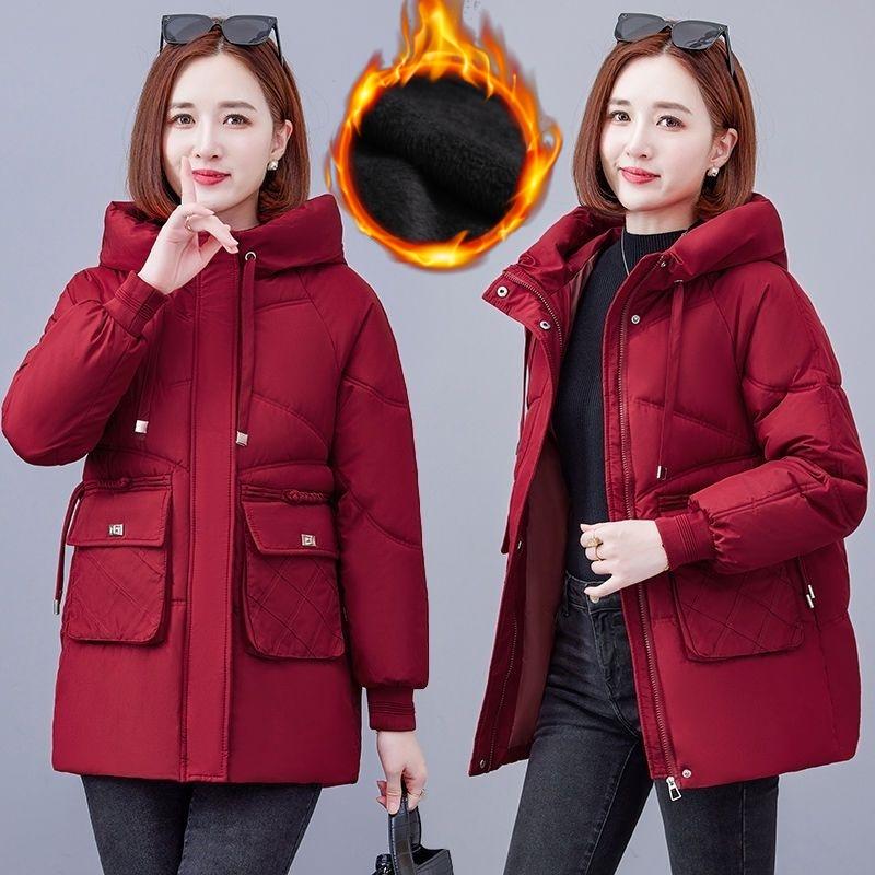 Jachetă de bumbac cu puf pentru femei, toamnă și iarnă, jachetă tip pâine, largă, cu glugă