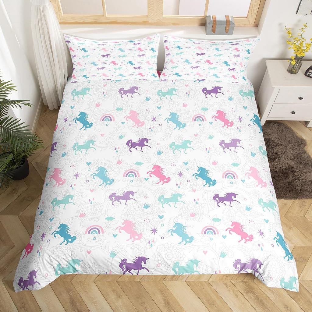 Pink Castle Three-Piece Quilt Cover 3D Digital Printing Bedding Set Bed Cover