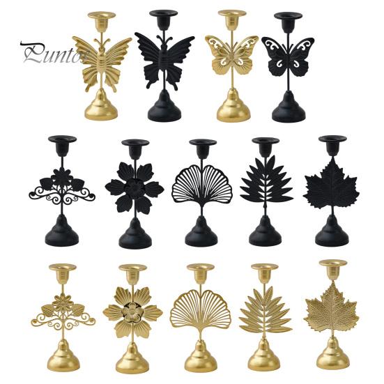 Classic Retro Candle Decor Vintage Metal Holder, Romantic Candlestick Dinner Table Centerpiece, Rustic Pillar Holder Aged Texture for Wedding