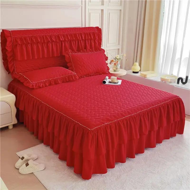 1PCs Thickened Lace Bed Skirt Four Seasons Single Piece Headcover Anti Slip and Dust Proof Bed Covers  Corchas Para La Cama