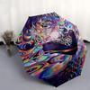 1pc Psychedelic Swirls & Anime Character Outdoor Umbrella - Automatic Opening/Closing, Portable 3-Fold Design, 8-Rib Iron Frame - Perfect Gift fo
