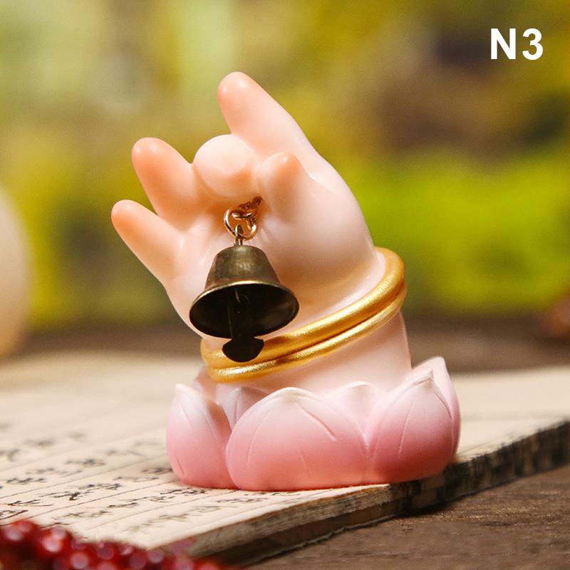 Buddha Hand Figurine Set,Cute Ceramic Hand Statue with Gourd/Bell,Zen Home Decor Ornament for Car,Desk,Altar