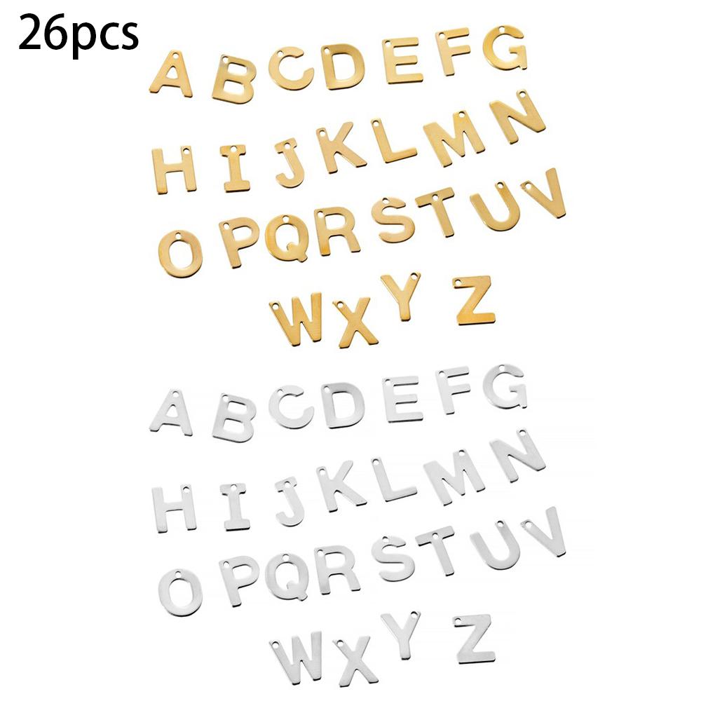 26/50 Stück Edelstahl Gold A-Z Buchstaben Anhänger Alphabet Charms Armband Ohrring für Damen Für DIY Schmuck Anhängerherstellung Zubehör