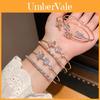Butterfly Charm Double Layer Open Bracelet With Cubic Zirconia For Fashion Women