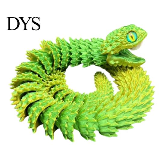 Imaginative Play Animals 3D Printed Snake Articulated Toy, Flexible Jointed Serpent Figurine, Realistic Animal Figurines Fidget Stress Reliever