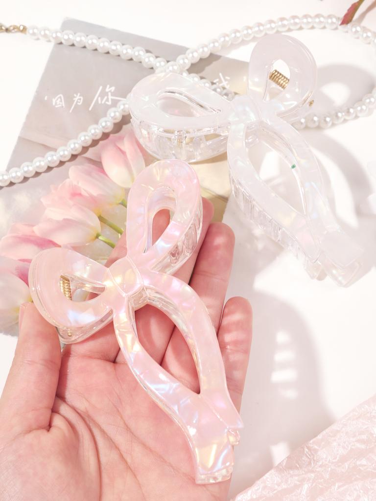 Pink Jelly Bows Hair Claw Clips 2 Colors Hair Bows for Women Girls Trend Shark Clip for Thick Hair Fashion Hair Accessories