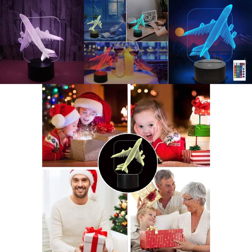 Airplane Usb Night Lamp With Remote Control And Multicolor Lighting For Kids Room