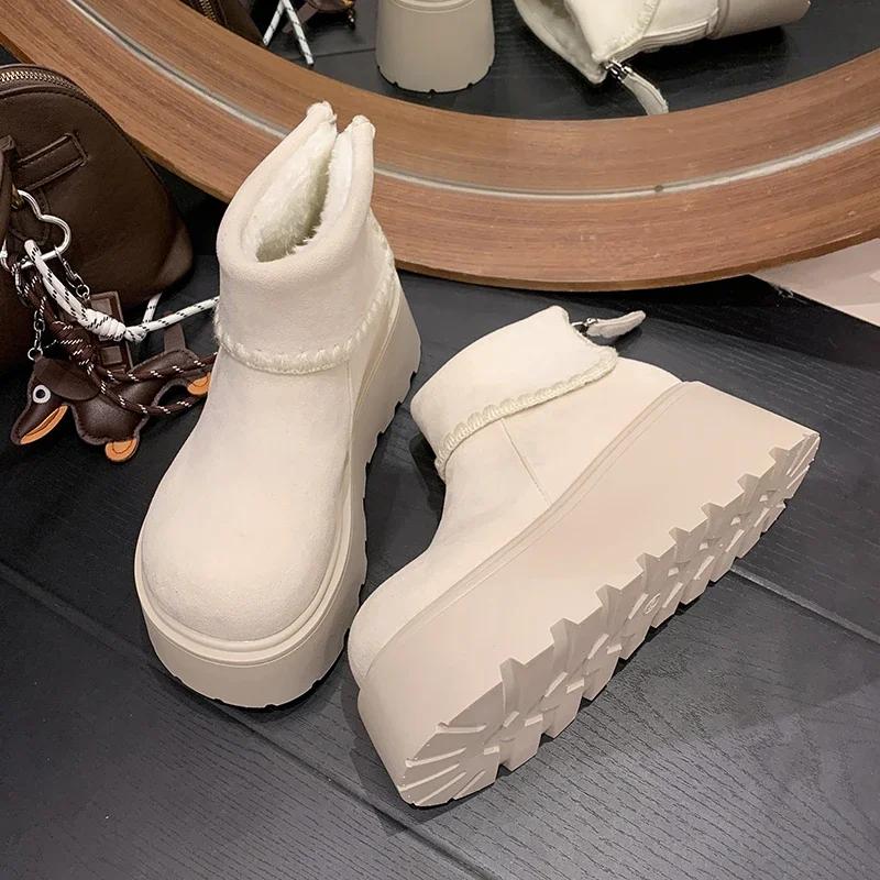 

Women Snow Boots Winter Plush Warm Cotton Shoes Outdoor Non Slip Height Increase Platform Boot Winter Boots Botas Invierno Mujer 35 бежевий