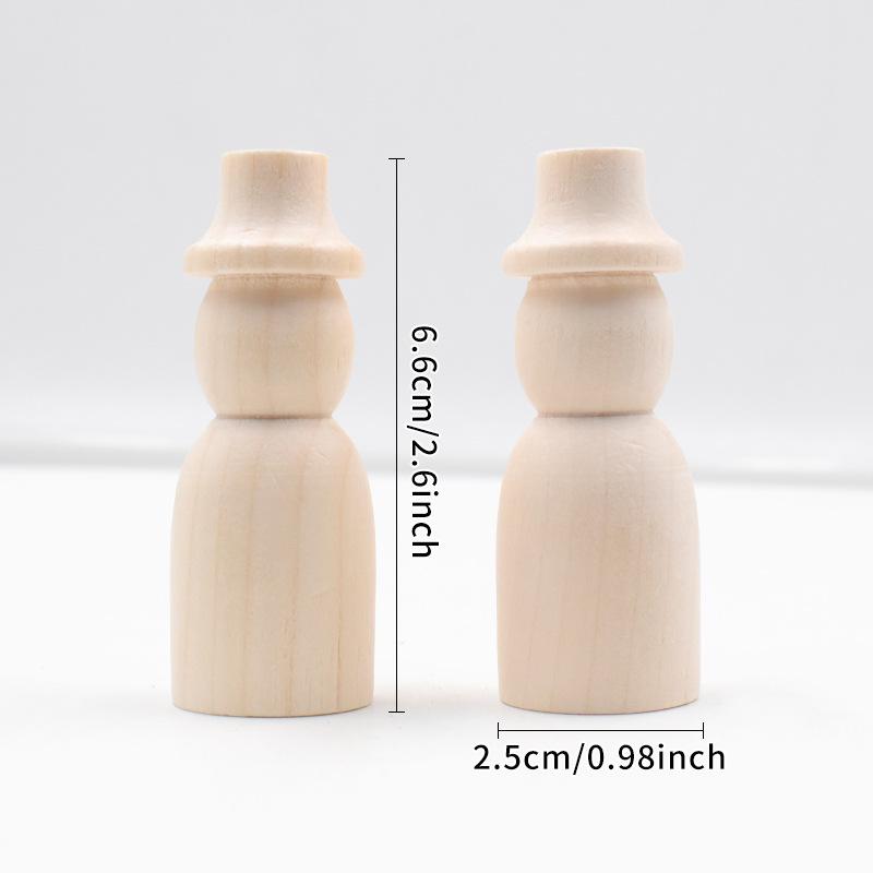 2pcs 65mm Mini Wooden Snowmen Wood Shapes, Wooden Crafts To Make and Decorate, Make Your Own Christmas Decorations