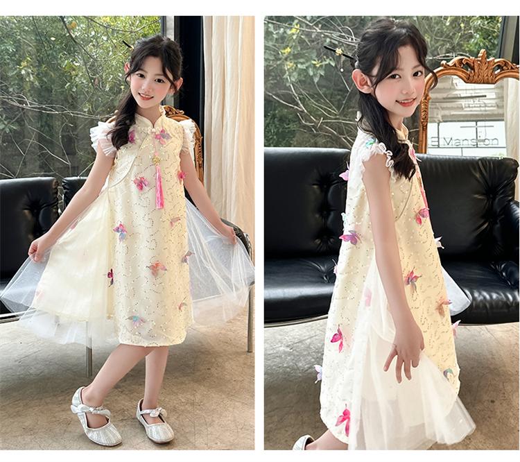 Girls' New Chinese Style Dress Summer Dress 2026 New Children's Chinese Style Cheongsam Dress Girls' Summer Princess Dress
