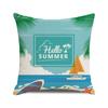 Watercolor Summer Beach Digital Printing Short Plush Pillow Covers for Car Sofa Office Cushion Cover Home Goods 60x60cm