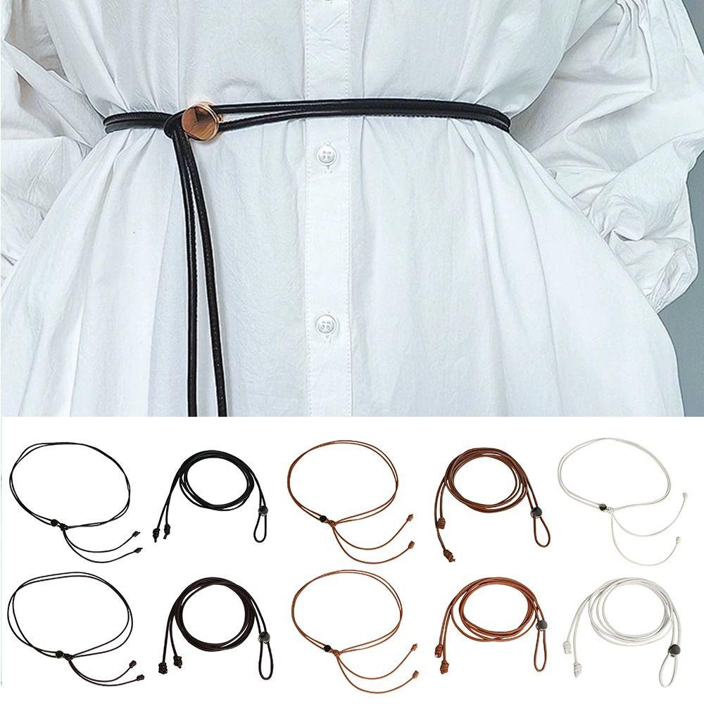 Nastavitelné provázkové pásky Měkký PU kůže Pletený pásek na pas Popruh Pro sukně Džíny Šaty Oblečení