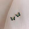 Elegant Gradient Green Enamel Butterfly Stud Earrings For Women Men Simple Cute Flying Butterfly Animal Earring Wedding Jewelry