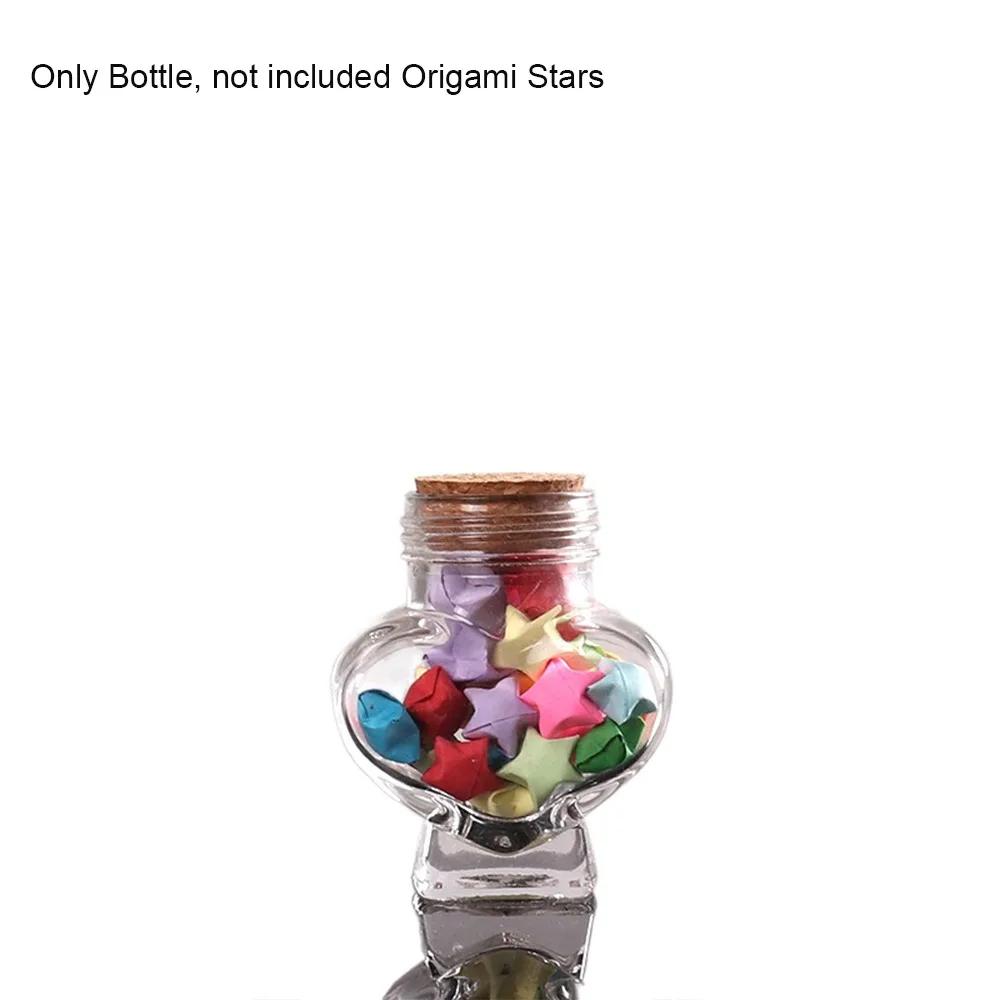 Creative Clear Origami Stars Glass Bottle Peach Heart Shape Craft Wishing Bottle Storage Bottle for Home Chirstmas Party Favors