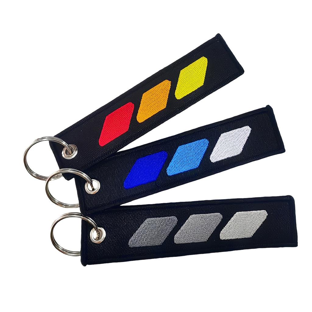 1pc Tricolor Car Keychain Embroidery Cloth Key Tag Car Keyring The Ideal Keychain for Men for Car/Motorcycle Accessories for Off-Road Vehicles