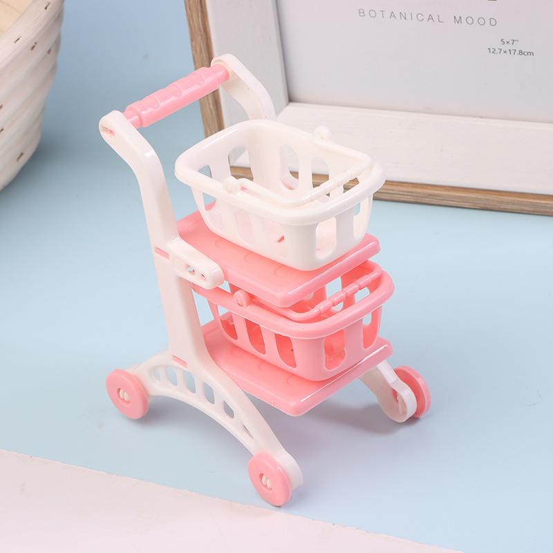 

1/12 кукольный домик имитация мини супермаркет тележка для покупок детская тележка корзина для покупок модель кукольный домик украшения аксессуары as the picture