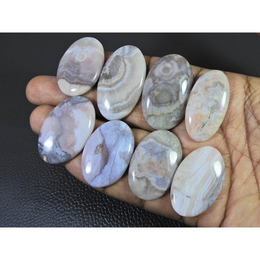 313Cts.Natural Crazy Lace Agate Oval Shape Cabachon Loose Gemstone 08Pcs Lot C-2535
