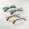 4PCS Fashion Rimless Sunglasses Women Trendy Small Rectangle Sun Glasses  Summer Traveling Style Brown Shades for Men