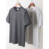 2025 New American vintage round Neck Knitted Stripes Short sleeve T-shirt Men's Summer Bottoming Shirt Foreign Trade Men's T-shirt