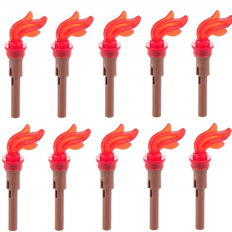 MOC Medieval Building Blocks Compatible Flame Feather Camping Wooden Pile Bonfire Tent Accessories Model Mini Bricks Toys Gifts