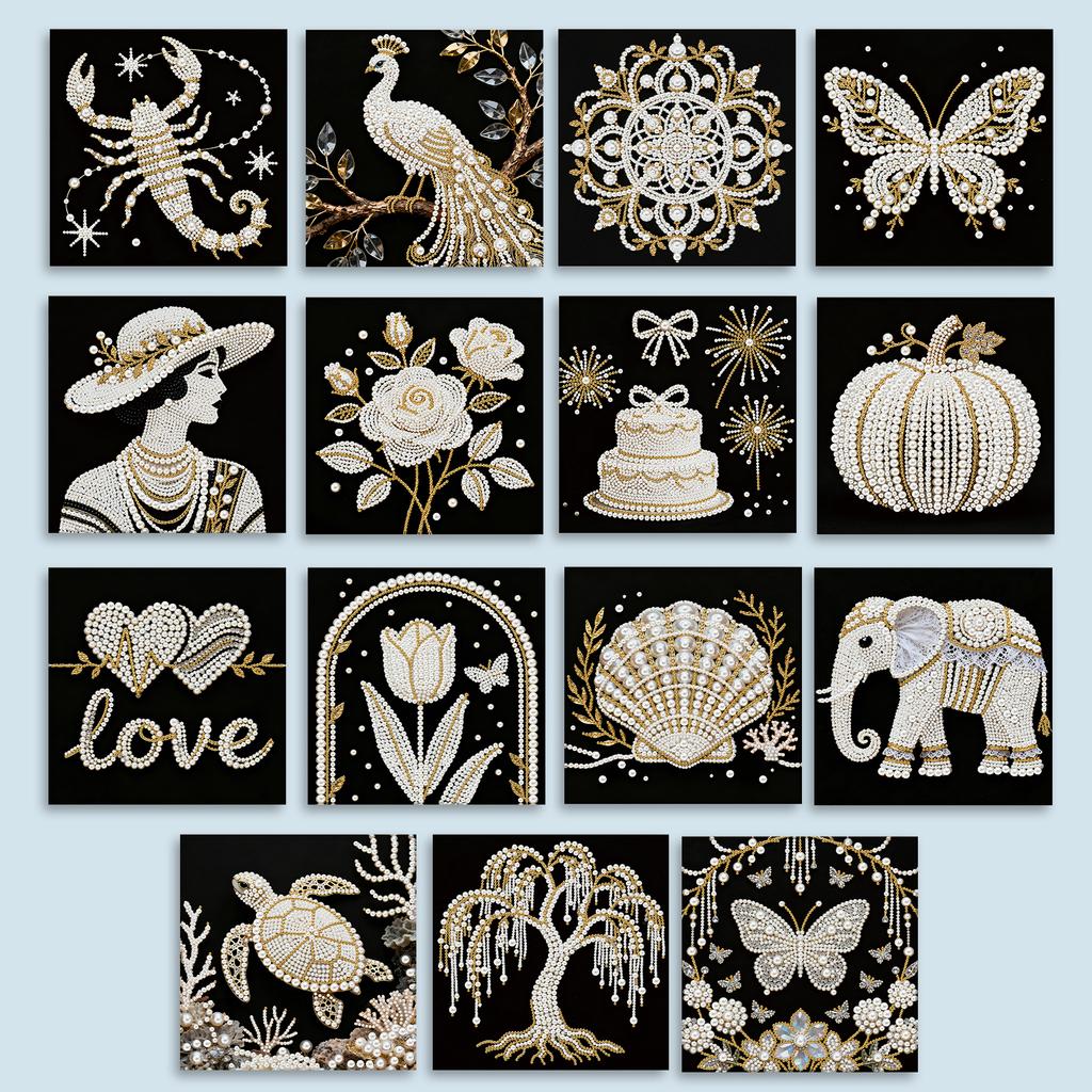 DIY Pearl Diamond Painting Gem Art for Home Wall Decor Diamond Dots Paintings Picture Arts Craft 25x25cm With Frame