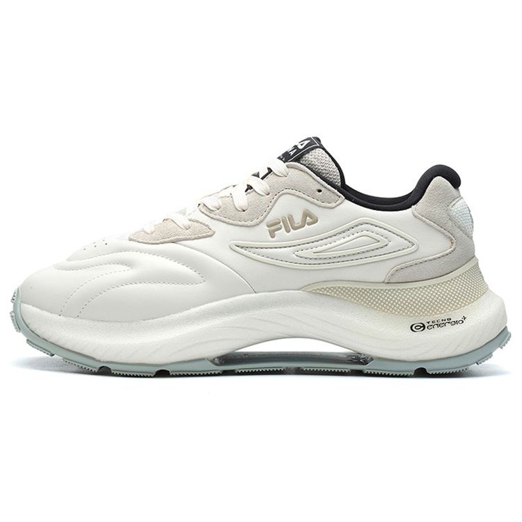 Fila Flusso Fabric Top Layer Cowhide Double Layer Suede Retro Sports Low Top Casual Shoes Men Sneaker Coconut-White F12M213113FCO