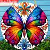 2D Flat 20*20cm1pc Vintage Style Butterfly with Rainbow Wings Design Hanging Wooden Art Decorative Plates, Decorative Signage Applicable To Bedroom