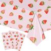 Factory New Picnic Strawberry Party Theme Girl Pink Fruit Birthday Disposable Decorative Plastic Tablecloth