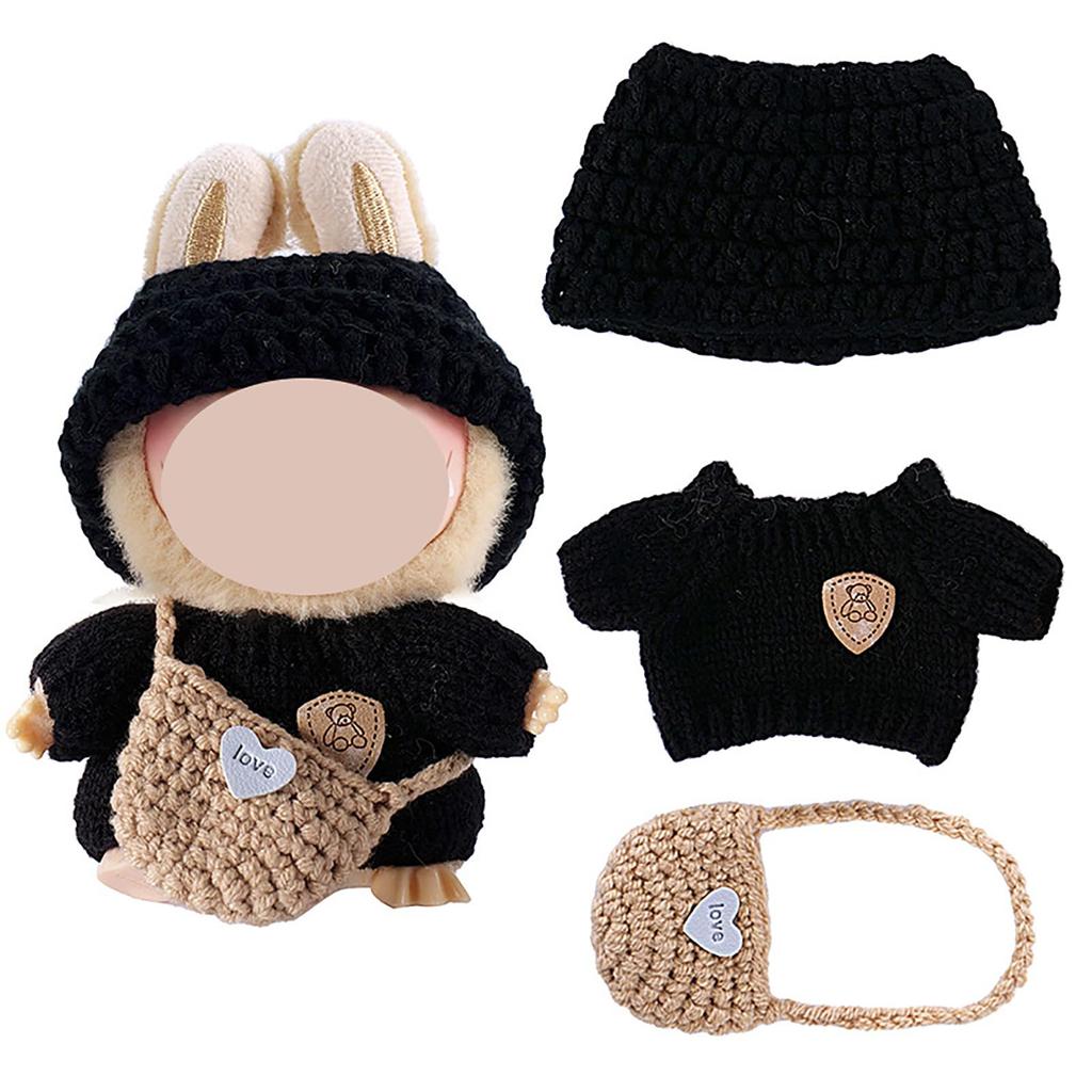 Cute 17cm doll clothes, plush toy outfit, doll clothes, adorable, compatible with Labubu dolls, costume.