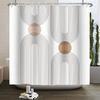 Geometric Line Round Color Block Shower Curtain Artistic Styling Simple Modern Polyester Shower Curtain Bathroom Decoration